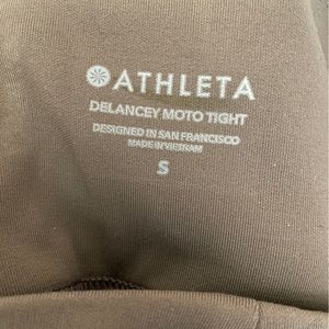 Athleta Delancey Moto Tight in color Coffee House. Size small